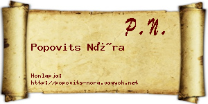 Popovits Nóra névjegykártya